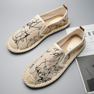 Ceyu old beijing canvas shoes men's 2025 new slip-on lazy cloth shoes men's soft-soled comfortable linen fisherman shoes 3517 beige 42