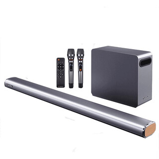 Sansui dv-93b living room home karaoke tv audio echo wall bluetooth projector ktv wireless microphone long strip home theater speaker subwoofer deluxe version (dual wireless microphone)