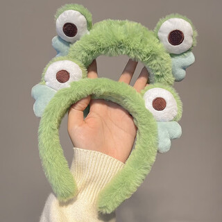 Jieyi cute little frog headband for women's face wash cartoon funny plush headband hairpin rabbit ears green frog headband 1 pack