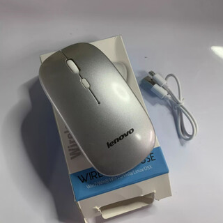【京仓配送】沃优选联想USB无线鼠标n100笔记本办公游戏电脑台式 联想充电款无线鼠标(银灰色 标配
