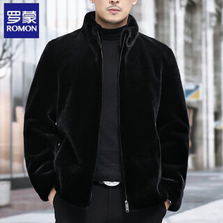 Romon 2025 new mink velvet winter fur one-piece hooded stand-up collar mink fur whole mink haining fur jacket for men stand-up collar 50 100-115jin jin is equal to 0.5 kg