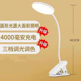盖江夹式LED台灯充电式学习儿童大学生宿舍可爱小台灯卧室床 4000毫安充电 可调光调色