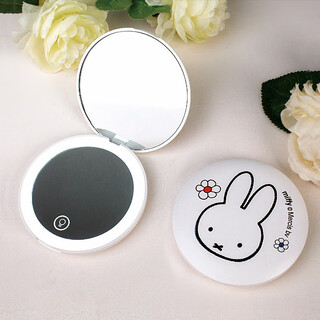 Mipowmipowmiffy miffy portable make-up mirror, portable makeup mirror with led light, foldable handheld mirror, led makeup mirror, pure white led makeup mirror, rabbit head model, 5x magnification rechargeable model