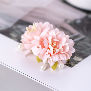 Meng junchen hanfu headdress hairpin silk flower antique style handmade imitation flower super fairy hair ornament carnation small hairpin peng yu light pink
