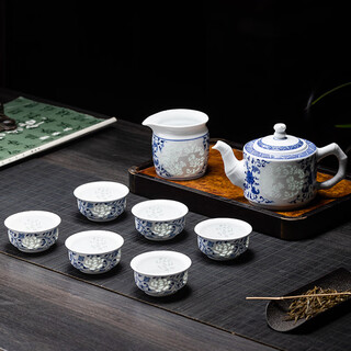 One meter yayaya exquisite hand-painted blue and white kung fu tea set jingdezhen household tea chinese ceramic teacup teapot gift box