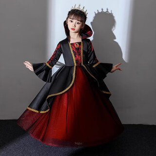 Alertchychy halloween children's costume girls dress cosplay role-playing magic witch vampire masquerade halloween y1025 long style (free hat + cloak) 120