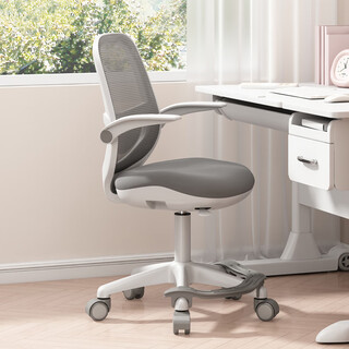 Idesk learning chair, comfortable and sedentary back chair, primary school student desk chair, home writing chair, small apartment computer chair, gray - gravity wheel - foot pedal