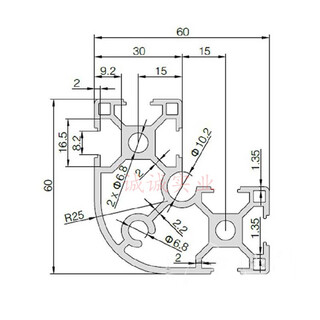 仁聚益定制业铝型材 6630R欧标铝合金型材 6060弧形 半圆形铝型材 6630R