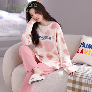 Fentengcare women's pajamas women's autumn and winter new product 100% cotton round neck pullover long sleeve loose casual can be weared outside home clothes q3