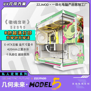 几何未来Model5 M5游戏电脑台式主机箱360水冷/E-ATX主板/TypeC/白色 黑色 二次元主题机箱私人定制 UV打印 M5·52945-数码宝贝【白机箱定制】