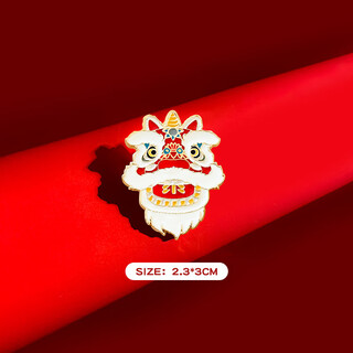 Mr. ouyang's 2025 new year panda lion awakening brooch cute cartoon creative clothes bag accessories small pendant badge pin 01_red lion awakening head 2 pcs