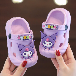 Children's croc shoes girls' summer non-slip home furnishing cute cartoon soft sole baby girl's external wear kuromi sandals purple - kuromi 26 - 27 inner length 16.5cm suitable for feet 16cm long