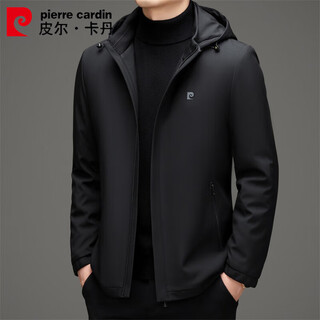 Pierre cardin high-end gold mink fleece jacket autumn and winter men's business casual thickened velvet warm and cold-proof hooded cotton jacket for men black 2xl 185 (145-160jin jin equals 0.5 kg to wear)