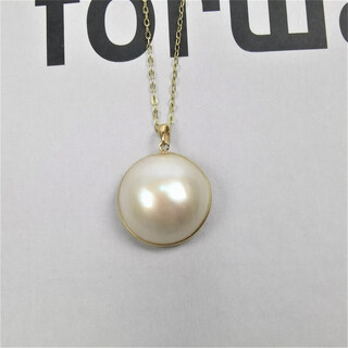 Tingbai t&u guaranteed price natural japanese seawater maple pearls 18k gold simple bag pendant slightly flawed 15-16mm simple bag mapei free silver chain