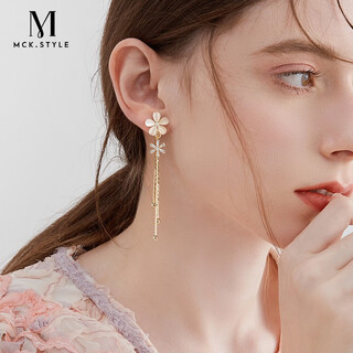 Mck imitation opal flower tassel ear clip women's long pierced earrings girlfriend chinese valentine's day gift