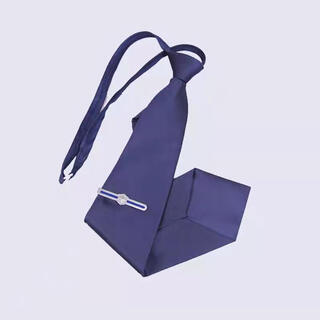 New men's and women's security tie solid color zipper security doorman uniform navy blue business print security zipper tie + tie clip