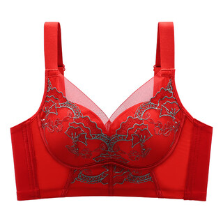 Admiration autumn and summer adjustable underwear women's thickened small breasts gathering, stylish acquisition of secondary breasts, big breasts, small thin cups, big red bra set chinese red single pack 36/80 ab through cup thin top and thick bottom