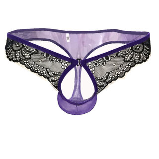Sexy underwear for men, men's sexy underwear for men, transparent boys' thong, open and easy to take off, purple 227#, front opening, macho type, xl, medium/fat