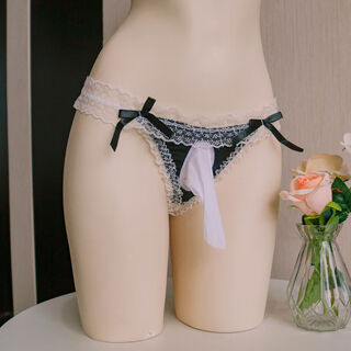 Large size 200jin jin is equal to 0.5kg sexy lace tight underwear men's lace-up fully transparent low-waist pouch thong sex toy guiruo black glossy cover closed one size 160jin jin is equal to within 0.5kg