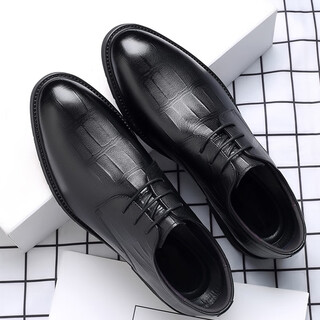 Dofinison leather shoes men's new business formal casual spring and autumn breathable men's british korean style pointed toe groom's wedding shoes black plaid 40