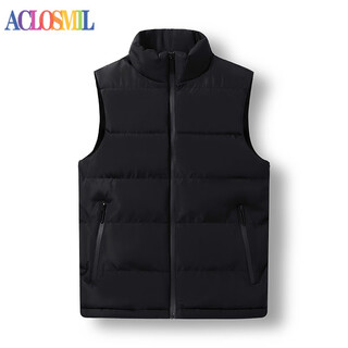 ACLOSMIL加丝棉马甲男秋冬季装背心坎肩男士内外穿保暖上衣服男装 黑色 XL