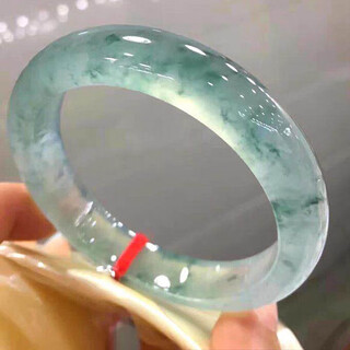 Myanmar ice jade bracelet floating flower jade bracelet floating green flower circle jade bracelet women’s transparent jade processed bracelet 58mm