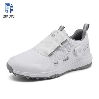 Birdie's new men's waterproof golf shoes, breathable, wear-resistant, casual sports shoes, comfortable with buttons, white 40