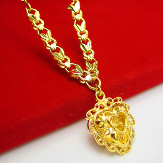Bomp old phoenix gold store model does not fade, anti-gold necklace color for women, simulated gold 24k gold-plated chain, heart-shaped wedding, gold about 0.12