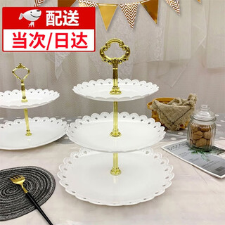 Wilkie dessert table display rack tea break plate setup cake stand pastry tray dessert tray tea break plate afternoon tea cold meal tray 1 pack round tray three-layer style