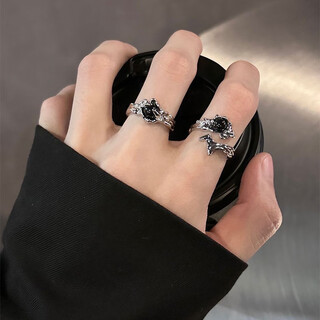 Bjyl dark wind thorn ring men's ins niche design couple ring women's high-end open ring birthday gift two-piece set