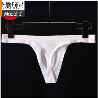 Modal ice silk thong men's one-piece underwear with thin straps translucent seamless trendy t-string sports sexy t-pants white 1 pair l