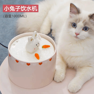 Raf core's latest ceramic pet cat and dog water fountain, automatic constant temperature, intelligent cycle water feeding, cartoon cat bowl, charging bunny water fountain