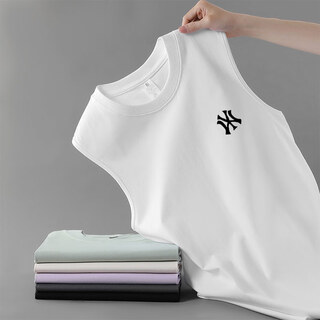 纯棉背心男士夏季健身篮球坎肩汗衫宽松潮牌无袖体恤休闲运动上衣 白色 XL