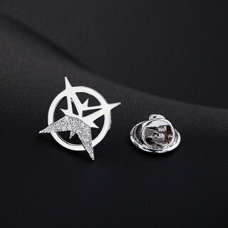 Crystal six-pointed star brooch men's birthday gift suit corsage pin simple personalized badge accessories for dad and elders
