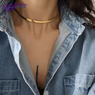 Fat donglai's same style 18k gold necklace korean short necklace gold snake bone chain 2023 new style gold high quality version