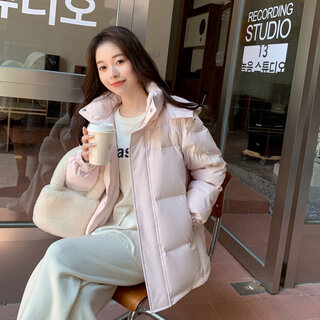 Mingmo autumn and winter mm white duck down down jacket women's short thickened couple's loose chinese drama hooded bread jacket 2024 light pink s