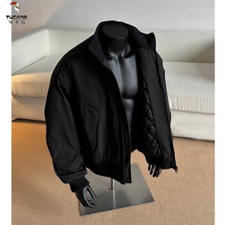 Woodpecker (tucano) american short stand-collar flight jacket men's winter fashion brand high street handsome baseball uniform cotton coat silhouette jacket black xl