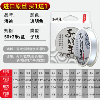 Super soft sub-line german imported fishing line main line high-end brand strong pull force non-rolling fishing nylon transparent sub-line, super soft 52 meters 0.2