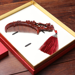 Xuecong rosewood hairpin peach blossom style wooden comb hairpin gift box set for elders and mother wooden antique hair comb comb + gift box