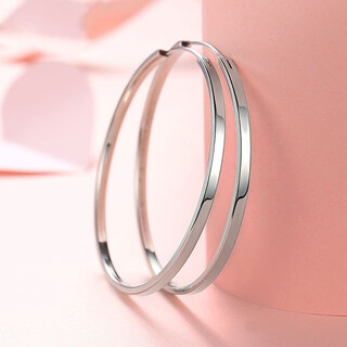 Jiuchangshi fang guang 999 sterling silver earrings for women, large size pure silver large earrings birthday gift for girlfriend, pure silver 999 30mm