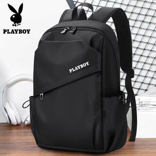 Playboy backpack men's travel backpack computer bag high school junior high school student college student bag men's bag black 17 inches