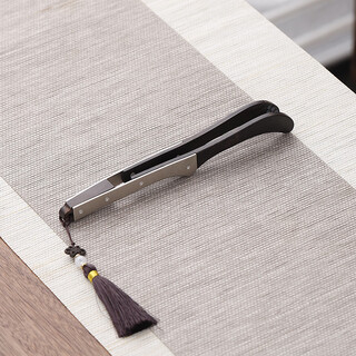 Cha xiao'er high-end tea clips tea set tweezers non-slip tea cup clips special tea making tools solid wood tea clips tea ceremony accessories titanium/wood tea clips (qingqiong)