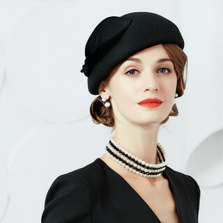 Ee british fashion hat women's winter wool top hat winter warm top hat casual and versatile 3015 black no limit on head size