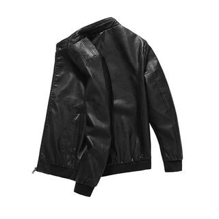 Manxinan new winter velvet thickened leather jacket to keep warm and slim fit korean style trendy aircraft embroidered motorcycle jacket men's fur integrated xy-8811 black thin section 2xl recommended 140-155jin jin equals 0.5 kg