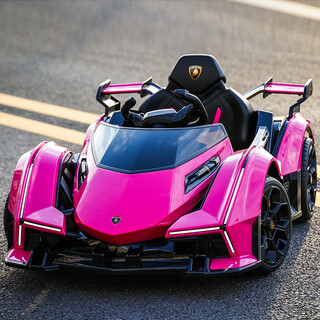 Harley-bella lamborghini children's electric car toy car can sit on and remote control four-wheeled child baby baby car upgraded pink + bluetooth mobile phone remote control + soft tires
