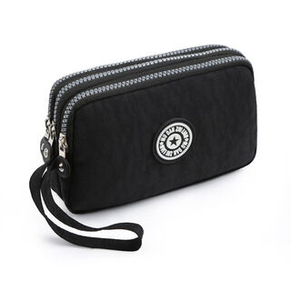 Basixingren's new mobile phone coin purse three-layer zipper canvas hand bag large capacity long middle-aged and elderly women's handbag