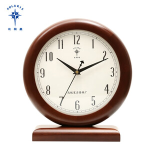 Polaris solid wood table clock living room retro desk clock home clock new chinese large font quartz clock for the elderly t802 new (height 28.5cm width 27cm)