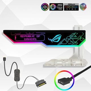 电脑显卡支架 5V3针ARGB神光同步灯光发光板装饰千斤顶垂直支撑杆 新款竖板黑色ARGB+控制器 TUF图案