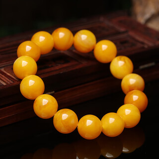 Shi yuji selects yellow honey, chicken fat, yellow old beeswax, amber single circle bracelet for men and women, 108 beads bracelet with certificate, chicken oil yellow pretty color single circle 14mm*15 beads