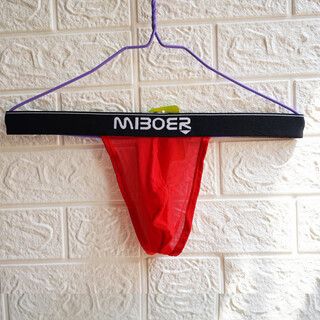 Confidential delivery mesh thong men's sexy underwear ice silk seamless thin see-through sexy underwear red m